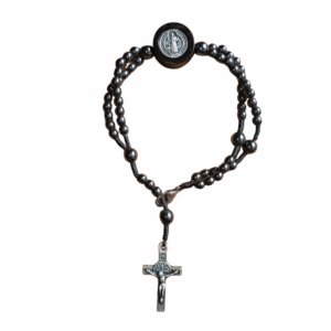 Pulseira Terço Medalha de São Bento Hematita 4 mm