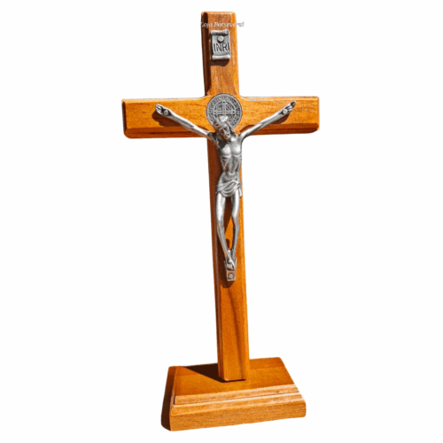 Crucifixo de Madeira com Medalha São Bento Mesa/Parede - 19cm - Onix (cópia)