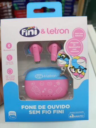 FONE SEM FIO FINI EARBUDS CASE CARREGADOR BLUETOOTH 5.3 C/ ADESIVO LETRON