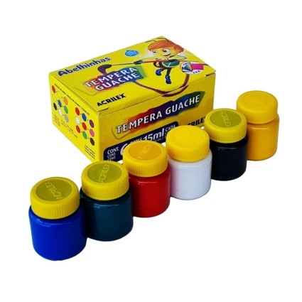 TINTA TEMPERA GUACHE ACRILEX 6 UNIDADES C/ 15ML