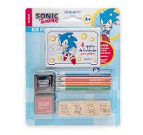 KIT PINTURA COM CARIMBO SONIC OU HELLO KITTY-