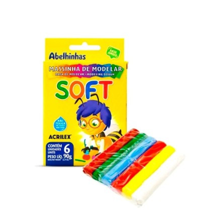 MASSA MODELAR ACRILEX SOFT 90G 6 CORES